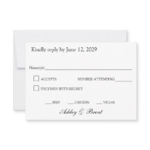 Carte de réponse minimaliste classique noir et bla