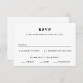 Carte de réponse minimaliste du Mariage RSVP (Devant / Derrière)