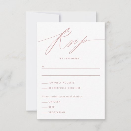 Carte de réponse minimaliste rose poussiéreuse (Devant)