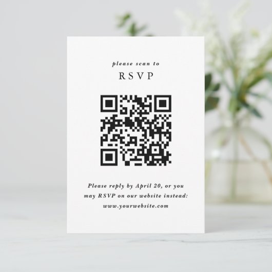 Carte de réponse minimaliste simple avec code QR (Debout devant)