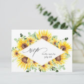 Carte de réponse MOD Fleur de tournesol & Eucalypt (Debout devant)