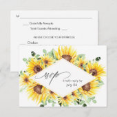 Carte de réponse MOD Fleur de tournesol & Eucalypt (Devant / Derrière)