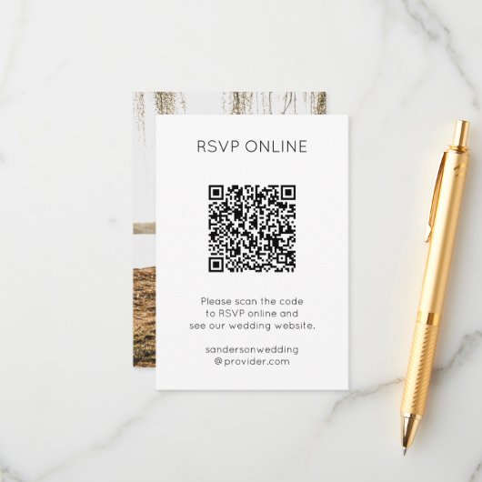 Carte de réponse moderne avec QR Code et photo en  (Devant/Arrière en situation)