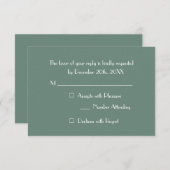 Carte de réponse moderne élégante verte pour une f (Devant / Derrière)