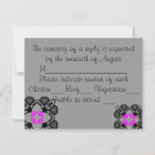 Carte de réponse moderne Fuschia et Grey (Dos)