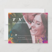 Carte de réponse moderne multicolore pour Mariages (Devant)