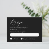 Carte de réponse moderne noir et blanc RSVP (Debout devant)
