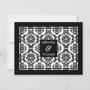 CARTE DE RÉPONSE MODERNE RSVP: couleurs damas 10