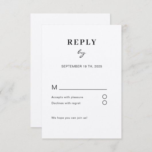 Carte de réponse moderne simple (Devant / Derrière)