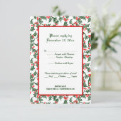 Carte de réponse modifiable Green Holly Holiday 3, (Debout devant)