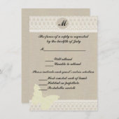 Carte de réponse Monogram Burlap And Lace (Devant / Derrière)