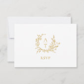 Carte de réponse monogramme crête en écriture doré (Dos)