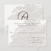 Carte de réponse monogramme de mariage Brown Tree (Devant / Derrière)