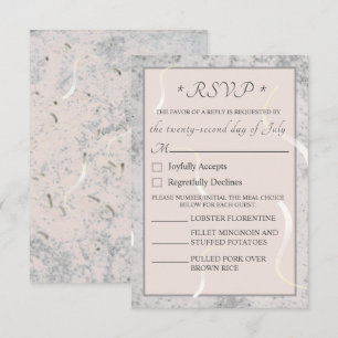Carte de réponse monogramme en marbre pêche et gri