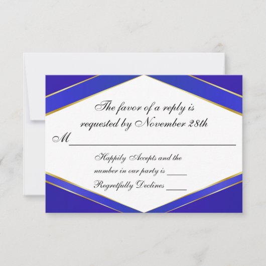 Carte de réponse Monogramme Royal Blue Elegance (Devant)