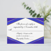 Carte de réponse Monogramme Royal Blue Elegance (Debout devant)