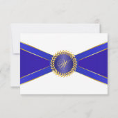 Carte de réponse Monogramme Royal Blue Elegance (Dos)