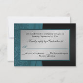 Carte de réponse monogrammée en damassé sarcelle e (Dos)