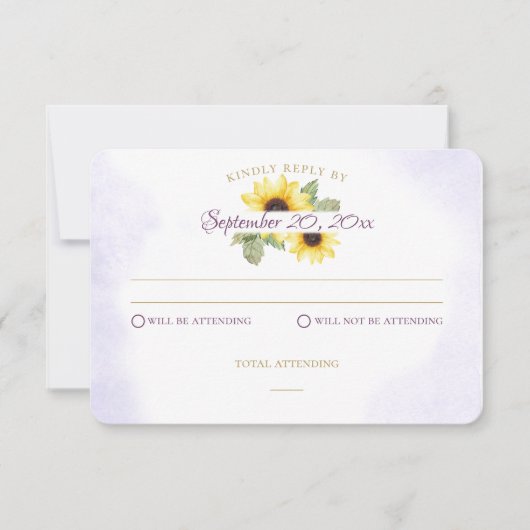 Carte de réponse Montagne Tournesol Lavande (Devant)