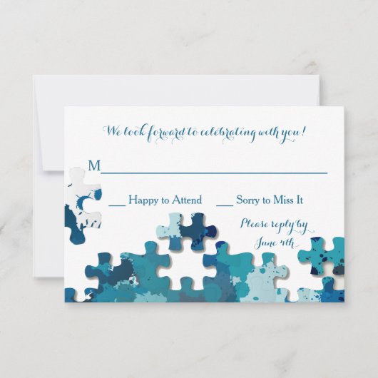 Carte de réponse Morceaux de Puzzle Bleus (Devant)