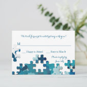 Carte de réponse Morceaux de Puzzle Bleus (Debout devant)