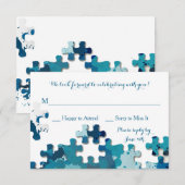 Carte de réponse Morceaux de Puzzle Bleus (Devant / Derrière)