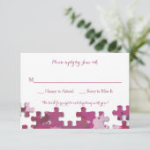 Carte de réponse Morceaux de Puzzle Rose (Debout devant)