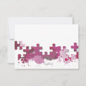 Carte de réponse Morceaux de Puzzle Rose (Dos)