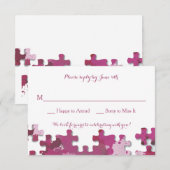Carte de réponse Morceaux de Puzzle Rose (Devant / Derrière)