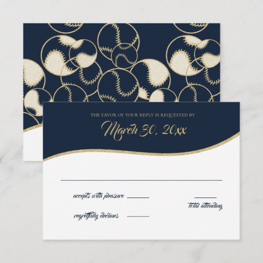 Carte de réponse Multi Baseball Or (Devant / Derrière)