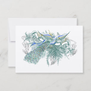 Carte de réponse musicale Vintage Peacock Bird Mar