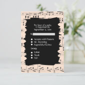 Carte de réponse musique abstraite noir et pêche a (Debout devant)