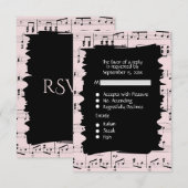 Carte de réponse musique abstraite noir et rose av (Devant / Derrière)
