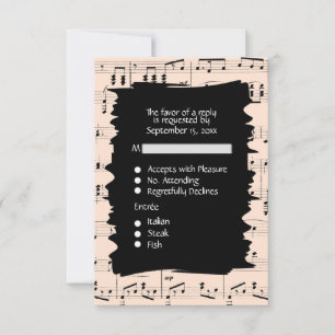 Carte de réponse musique abstraite noire et pêche