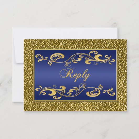 Carte de réponse Navy Blue avec dorure en relief (Devant)