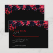 Carte de réponse noire et rouge à motif floral got (Devant / Derrière)