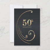 Carte de réponse noire pour les 50 ans de mariage (Dos)