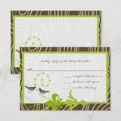 Carte de réponse Oiseau Grain de Bois Vert Pomme M (Devant / Derrière)
