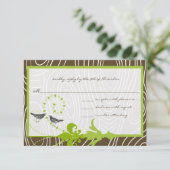 Carte de réponse Oiseau Grain de Bois Vert Pomme M (Debout devant)