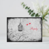 Carte de réponse Oiseaux rouges, gris (Debout devant)