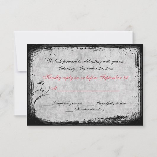 Carte de réponse Oiseaux rouges, gris (Dos)