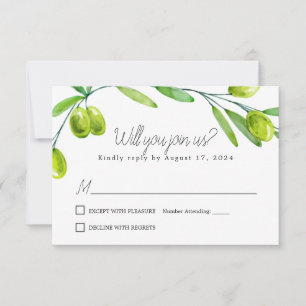 Carte de réponse Olive Branch Script Classique