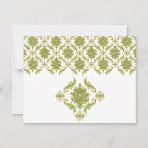 Carte de réponse Olive Mariage damassé RSVP