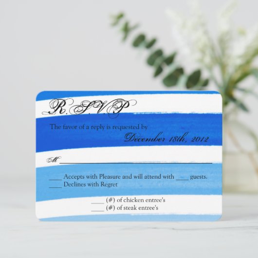 Carte de réponse Ombre Stripe Blue Line Fad 3x5 R. (Debout devant)