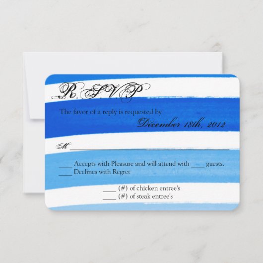 Carte de réponse Ombre Stripe Blue Line Fad 3x5 R. (Devant)