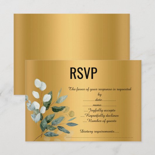 CARTE DE RÉPONSE OR BRANCHES DE SAUGE (Devant / Derrière)