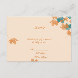 Carte de réponse Orange Aqua Automne Feuille d'éra