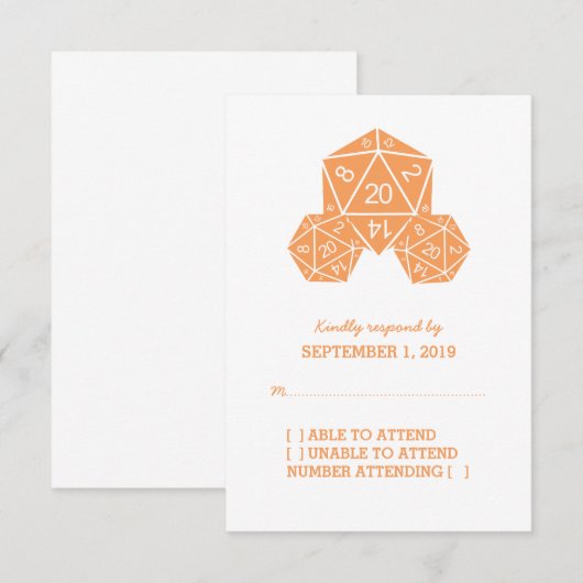 Carte de réponse orange D20 (Devant / Derrière)