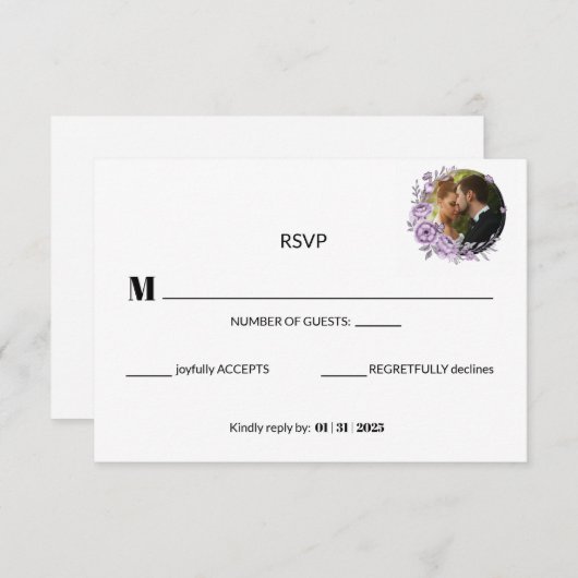 Carte de réponse orchidée aquarelle (Devant / Derrière)