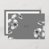 Carte de réponse Orchidée blanche sur gris (Devant / Derrière)